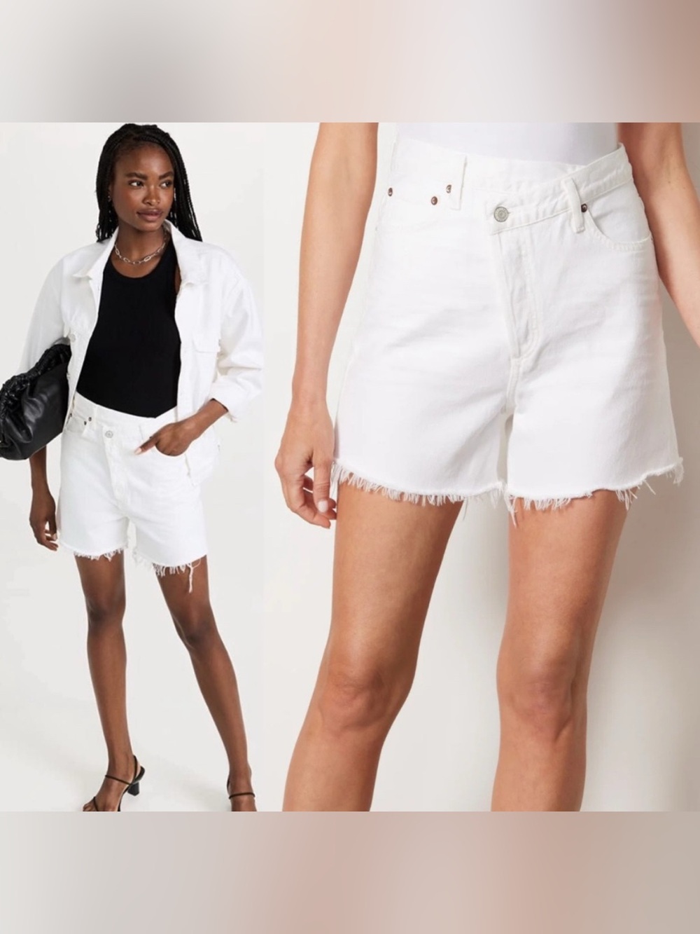 AGOLDE Criss Cross Asymmetric Shorts White Size 32